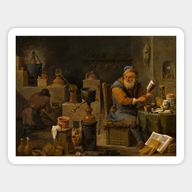 The Alchemist by David Teniers the Younger Magnet by Classic Art Stall